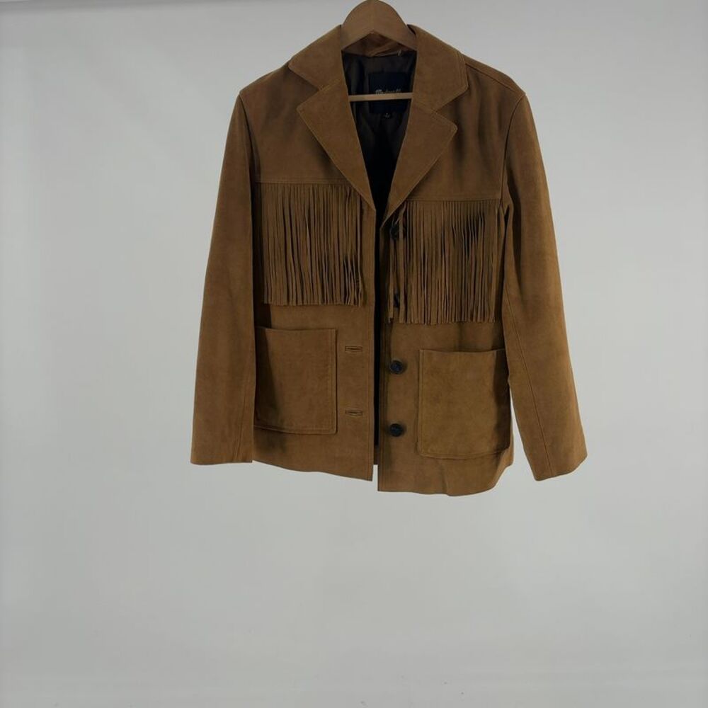 Madewell Camel Suede Fringe Utility Jacket